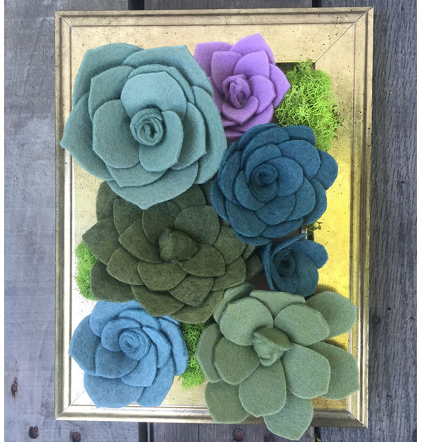 Felt Succulent Vertical Garden Handmade Loves